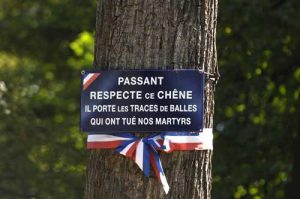 Plaque commémorative de la cascade du bois de Boulogne (Crédit photo : Chemins de Mémoire)