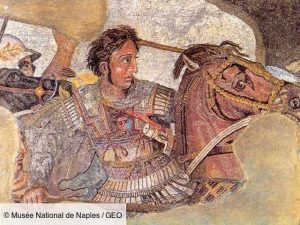 Détail d'une mosaïque représentant Alexandre le Grand et son cheval Bucephale © Musée National de Naples